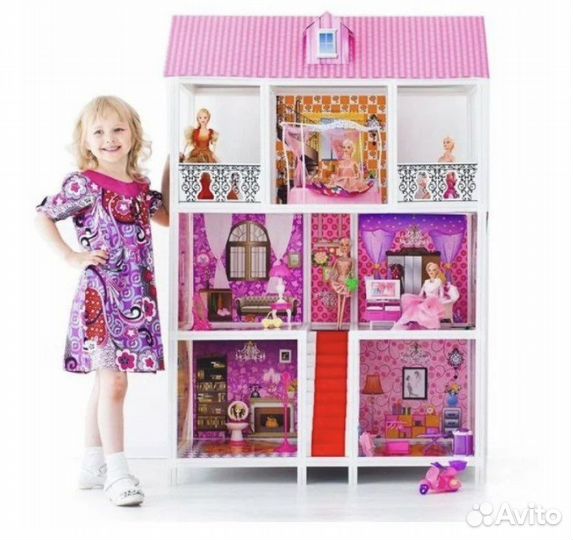 Трехэтажный кукольный дом для барби Bettina