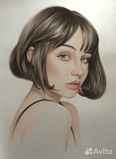 Портрет по фото цветными карандашами