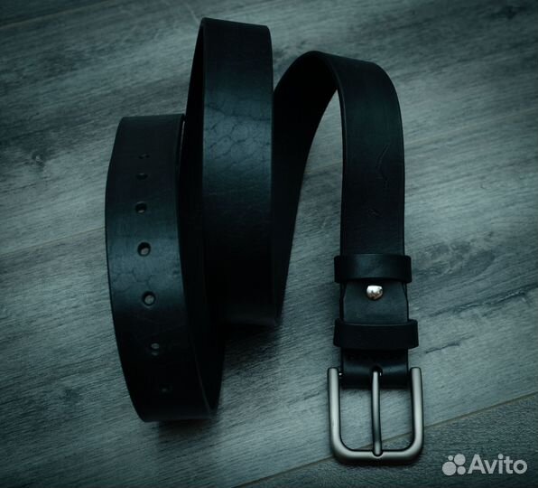 Кожаный ремень черного цвета 37мм