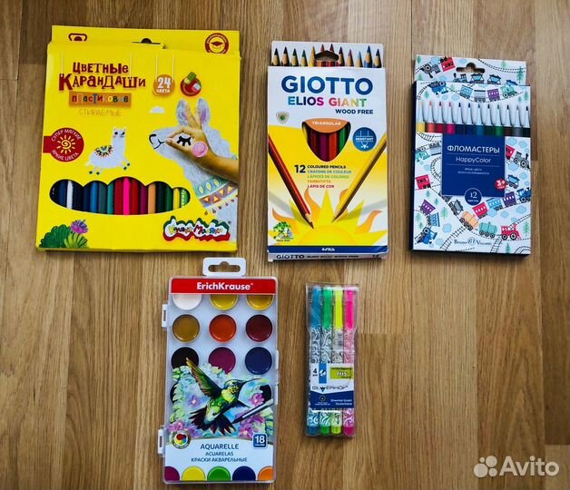 Карандаши, краски, фломастеры
