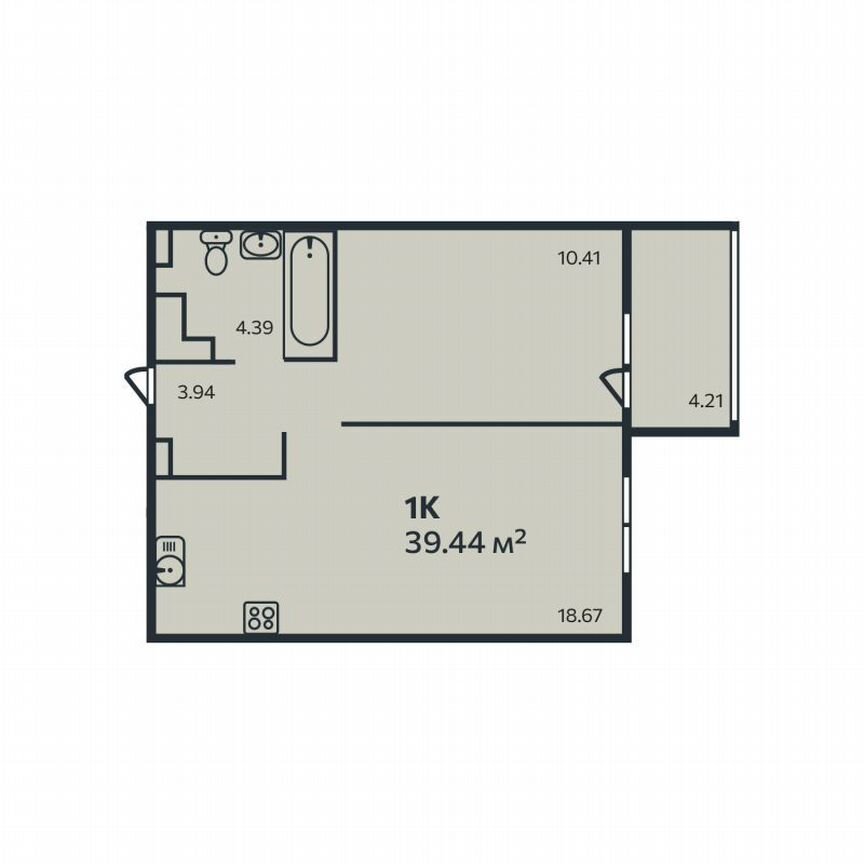 1-к. квартира, 39,4 м², 7/9 эт.
