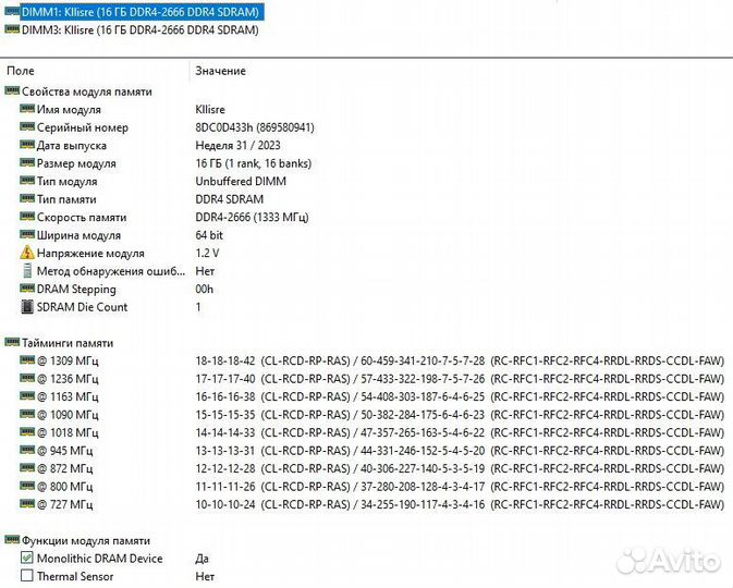 Оперативная память ddr4 32gb (2x16gb) 2666MHz