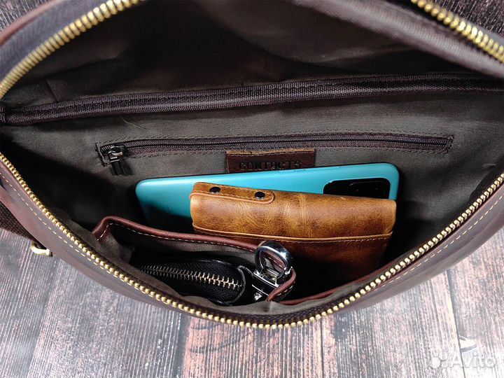 Сумка мужская на пояс бананка, воловья кожа