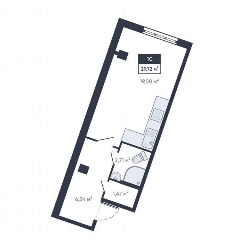 Квартира-студия, 28,8 м², 1/18 эт.