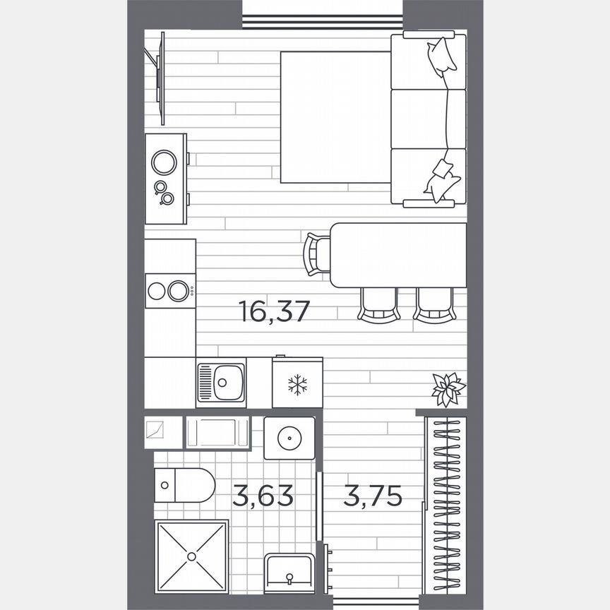 Квартира-студия, 23,8 м², 5/5 эт.