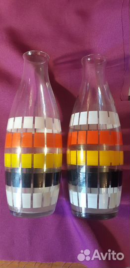 Ваза бутылка из цветного стекла СССР редкая
