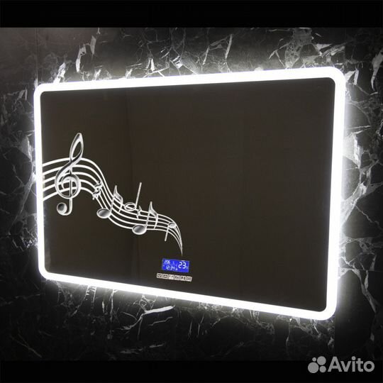 Зеркало в ванную с подсветкой и музыкой Рубина