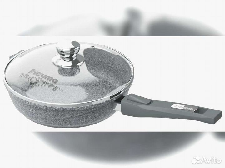 Сковорода d28 съемн ручка с крышкой Premium grey