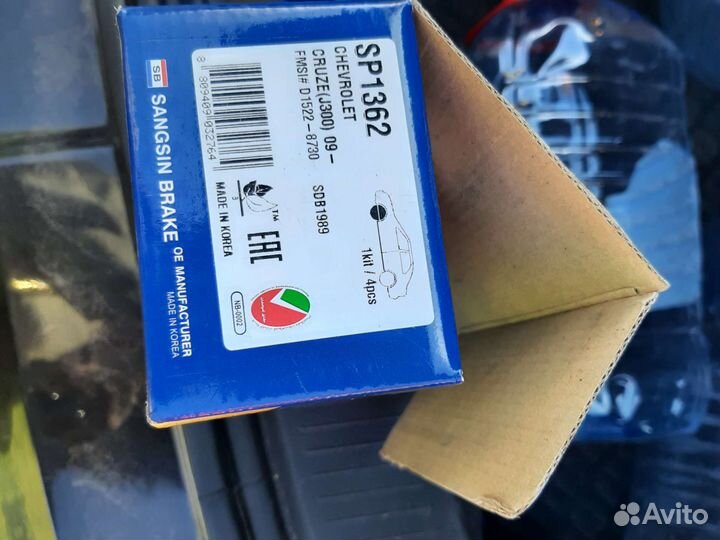 Тормозные колодки передние на chevrolet cruze