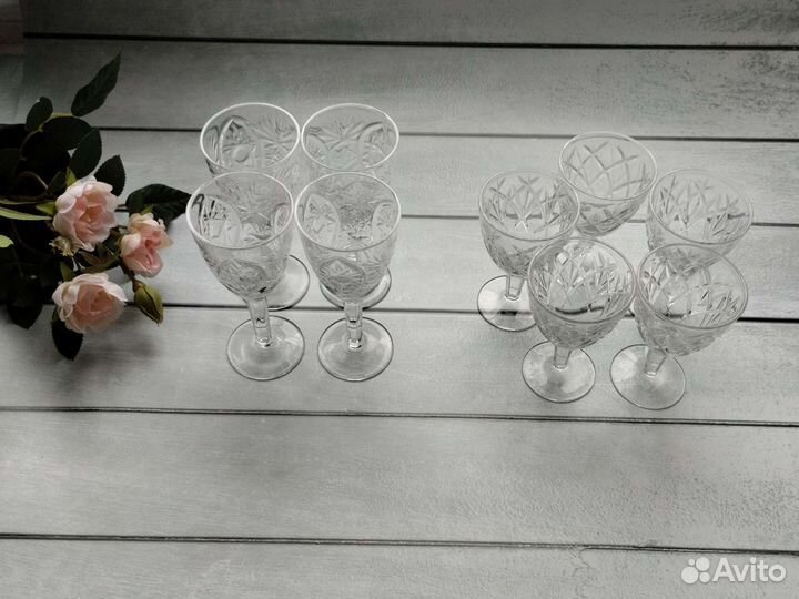 Хрустальные рюмки на ножке СССР винтаж