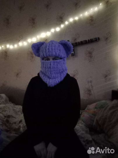 Балаклава вязаная с ушками