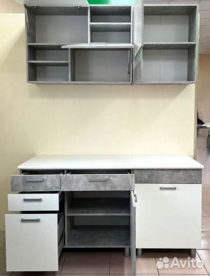 Кухня 1,6 Денвер (Ателье светлый/Белый шагрень)