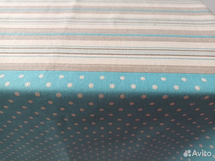 Скатерть рогожка 135 х 135 см голубая бежевая