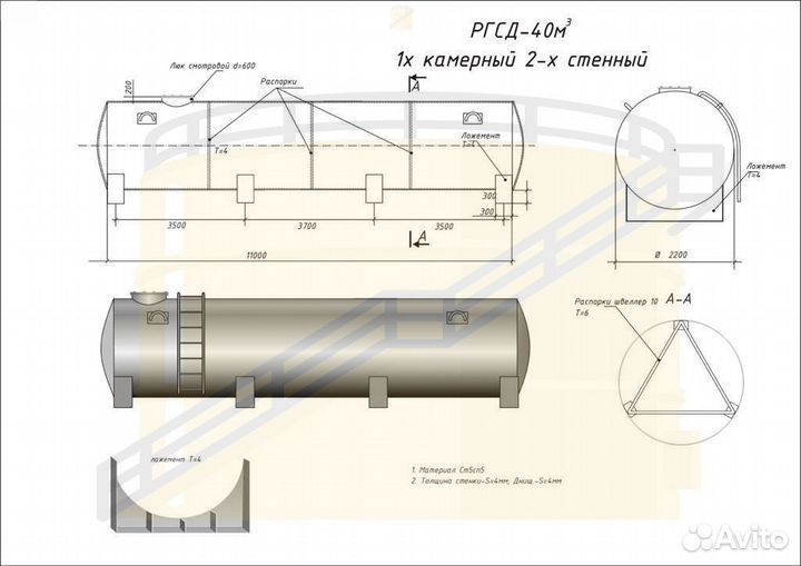 Резервуары горизонтальные ргсн-105 м3 на заказ