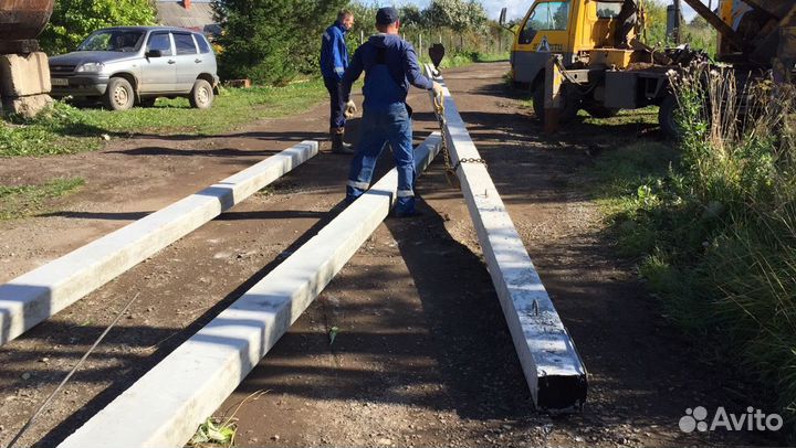 Деревянные и железобетонные столбы, монтаж