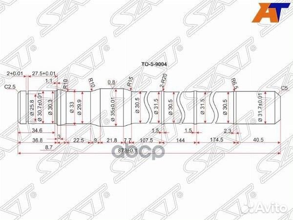 Полуось FR TY Land Cruiser 80/105 (длинная) -L