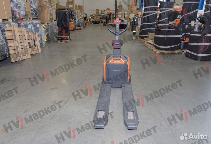 Тележка самоходная PTE20N 2000 кг, 540x1150 мм, двойные ролики 80x70, литиевая батарея 48V/20Ah, с з