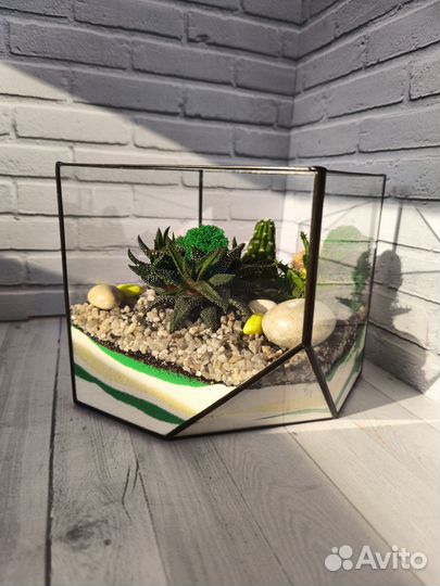 Флорариум, в подарок, цветы, декор в интерьер