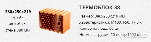 Блок керамический 250/380”