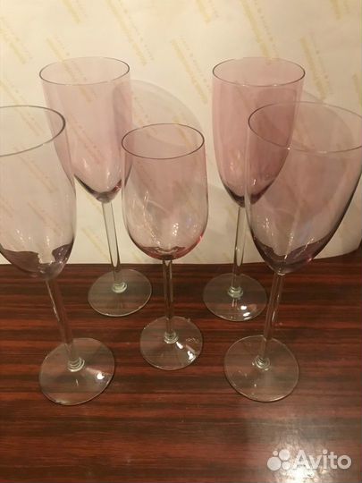 Калининские бокалы из розового стекла, 22 см СССР