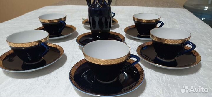 Набор для кофе из кобальтового фарфора