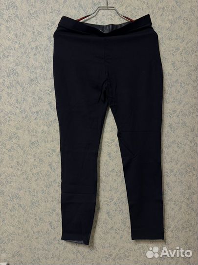 Темно синее легинсы с кожаной вставкой Ostin XL