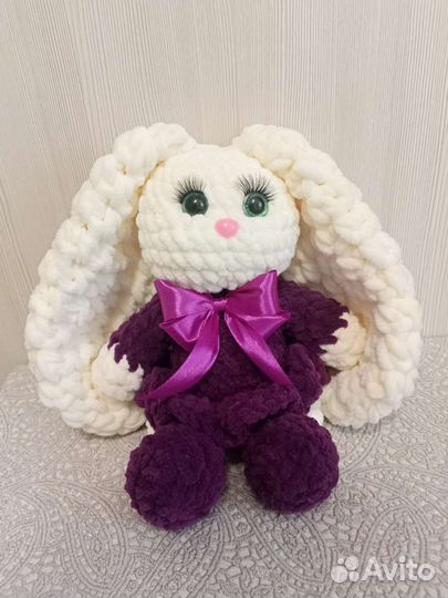 Амигуруми плюшевая, вязаная, зефирная зайка