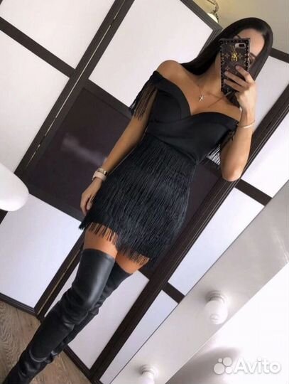 Платье черное мини вечернее