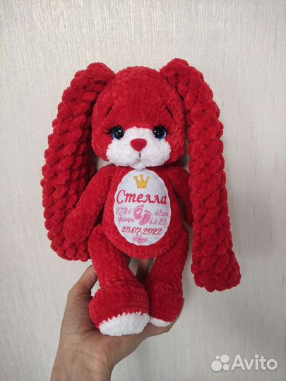 Мягкая игрушка вязаный заяц, кошка