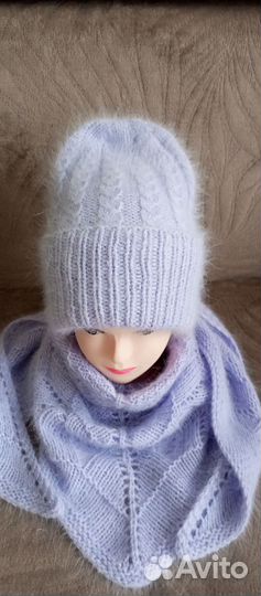 Зимняя шапка и снуд женский
