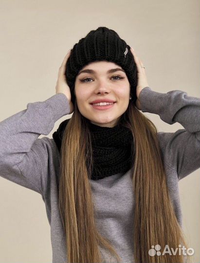 Шапка со снудом женская новая