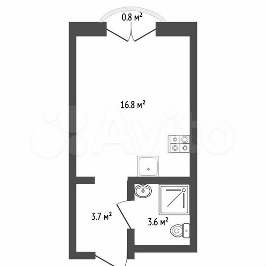 Квартира-студия, 24,8 м², 7/25 эт.