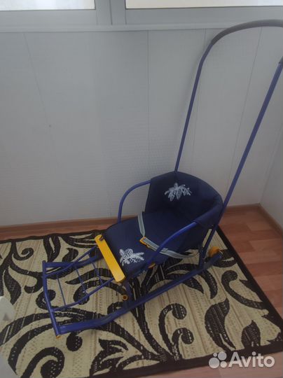 Детские санки коляска с колесами бу