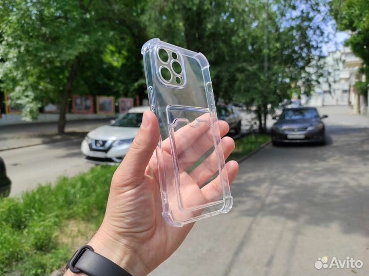 Силиконовый чехол с карманом для iPhone 12 серии