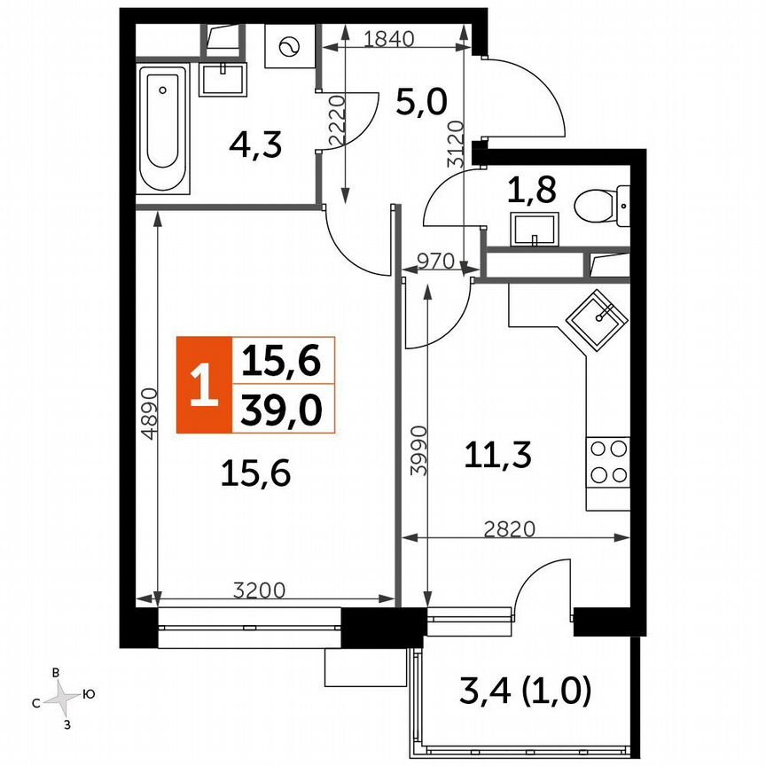 1-к. квартира, 39 м², 19/19 эт.