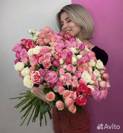 Розы кустовые доставка цветов букет