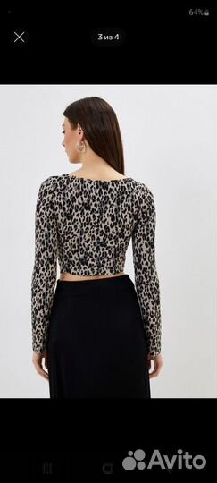 Лонгслив кофта кроп-топ леопард