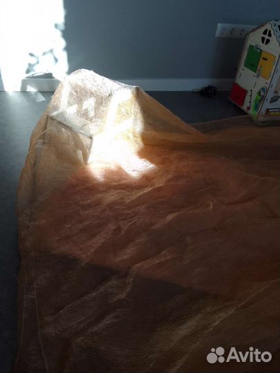 Комплект шторы и тюль бу персик розовый лиловый