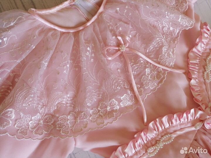 Платье для девочки на 5-6 лет, нарядное, розовое
