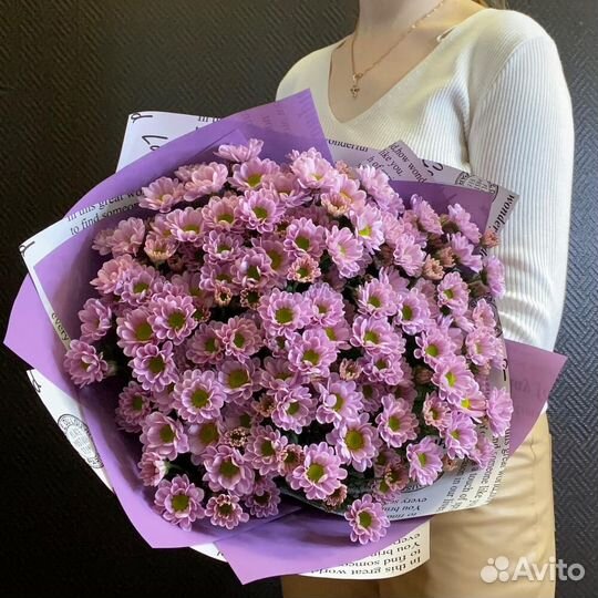 Букет из розовых хризантем сантини 15 шт