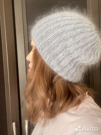 Шапка женская вязаная мохеровая мушистая