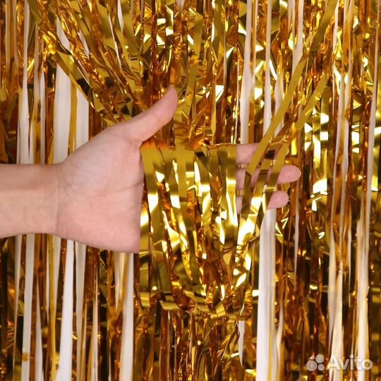Дождик занавес для фотозоны золотой Новый