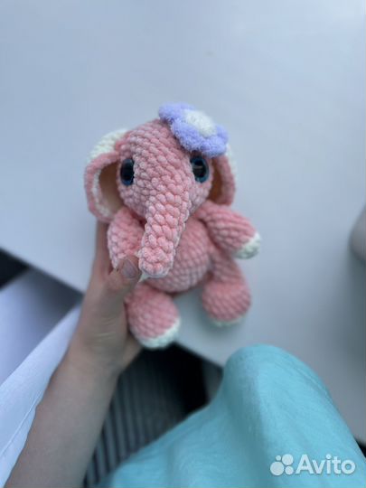Слон игрушка вязаная плюшевая