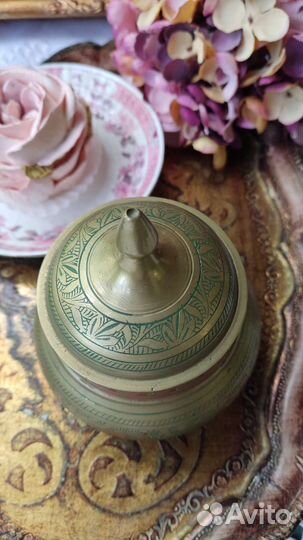 Латунь вазочка сахарница баночка шкатулка винтаж