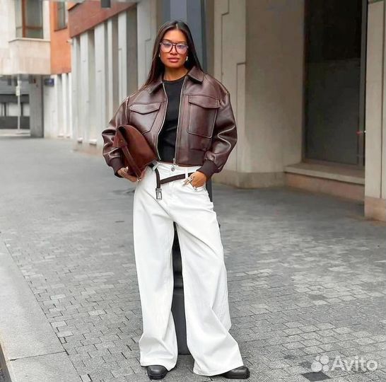 Бомбер кожаный