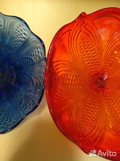 Ваза, конфетницы на ножках, цветное стекло, СССР