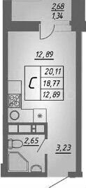 Квартира-студия, 20,1 м², 3/10 эт.