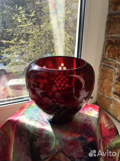 Ваза хрустальная рубиновое стекло СССР