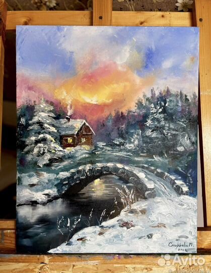 Картина «Зимний пейзаж», масло/ холст