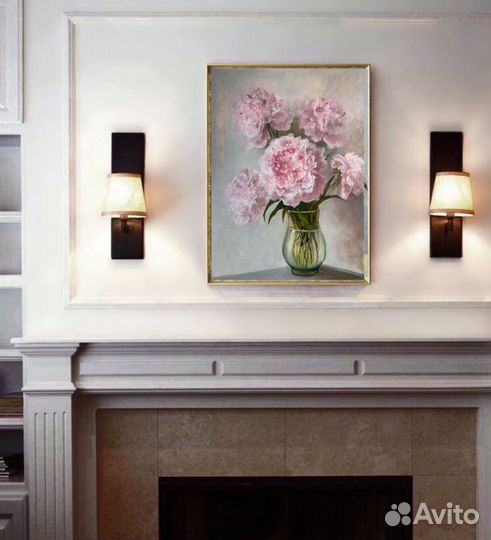 Картина маслом цветы пионы